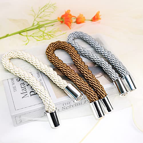 Generic CLS-57 2 Pcs Magnetic Curtain Tiebacks Magnetic Curtain Holder Curtain Tie Window Treatment Holdbacks Back Magnetic Curtain Tiebacks Hand Braided Cord thumb #3