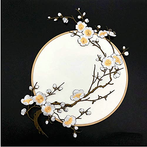 1Pcs Plum Blossom Flower Applique Clothing Embroidery Patch Fabric Sticker Iron On Patch Craft Sewing Repair Embroidered（Bud Green） #TOP4