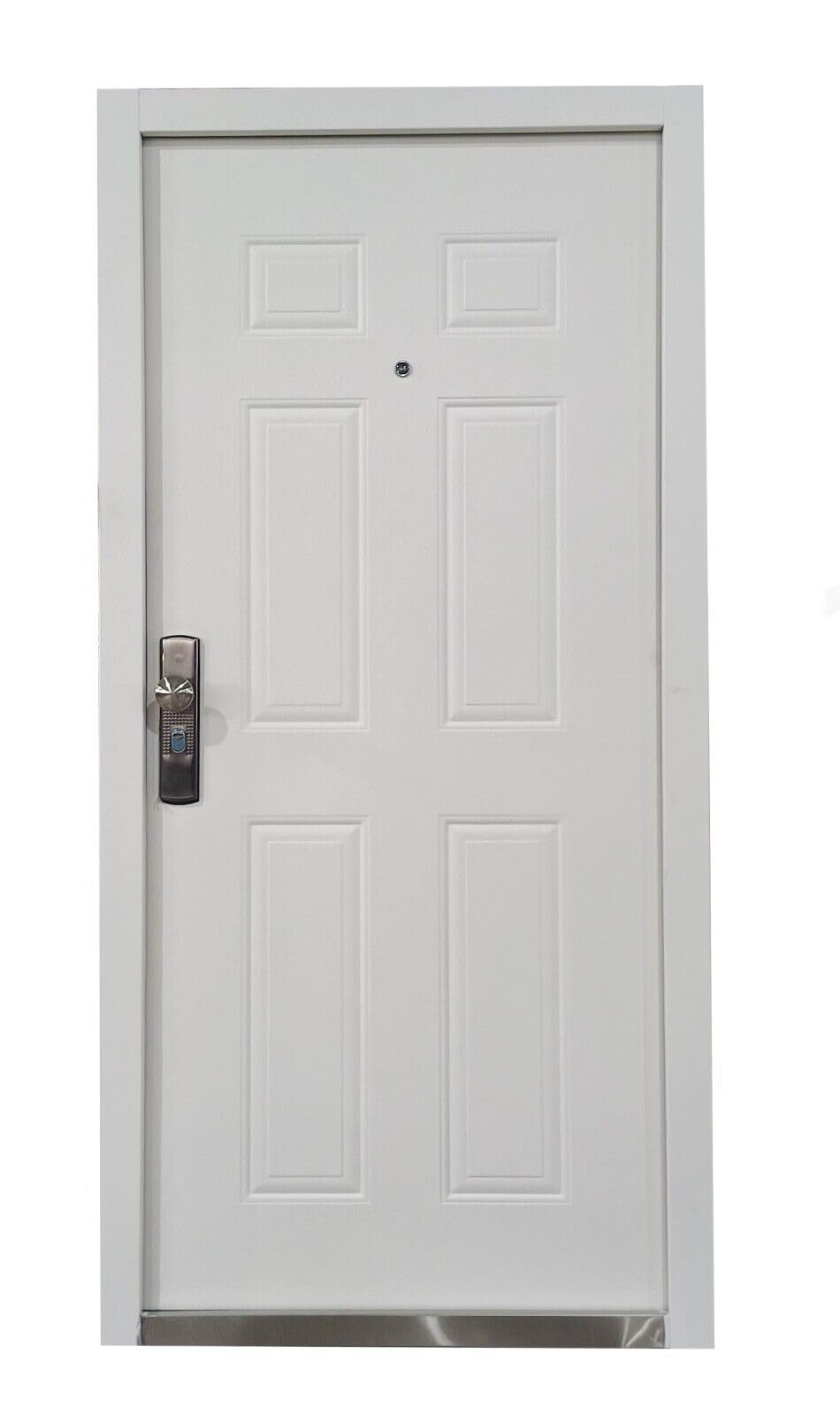 Habee - Puerta de seguridad para apartamentos (acero, 13 pernos, tope derecho), color blanco