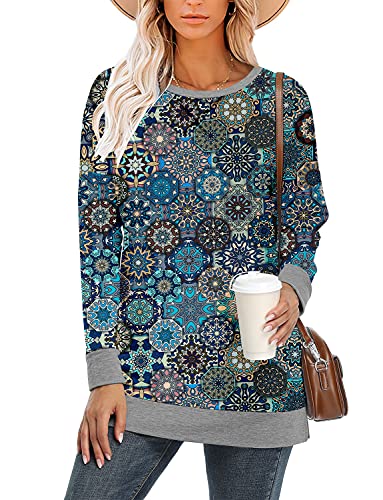 BETTE BOUTIK Women's Drop Long Sleeve Sweatshirts Casual Crewneck Tunic Tops Sweartshirts With Side Slits S-3XL