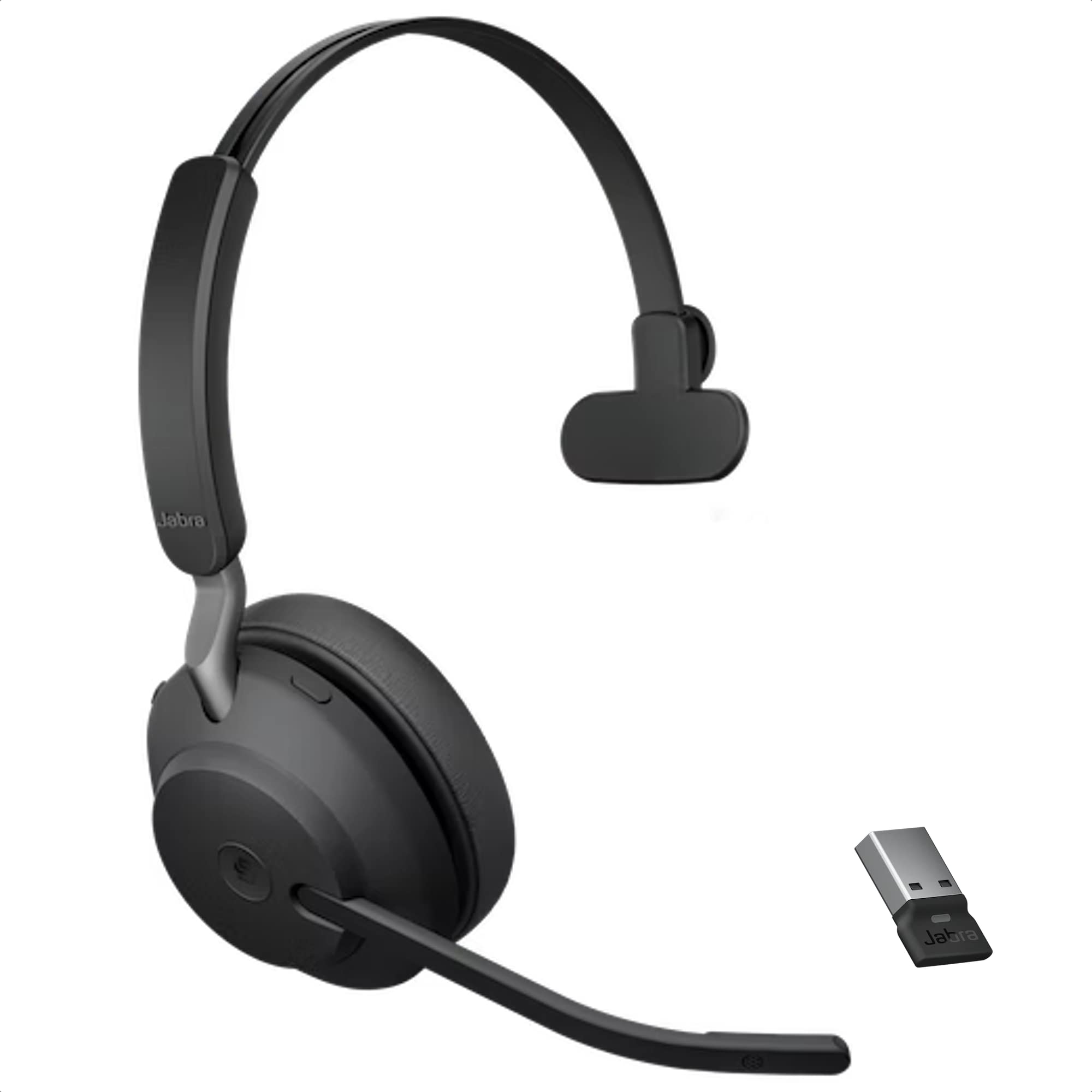 Jabra Evolve2 65 Wireless Headset USB Mono UC, Bluetooth Dongle, Compatible with Zoom, Webex, Skype, Smartphones, Tablets, PC/MAC, 26599-889-999 (Black), Global Teck Gold Support Plan Included
