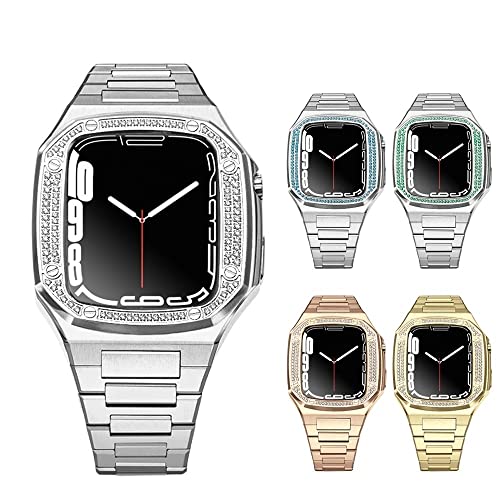 Boîtier Apple Watch 45mm acier 316L diamant bracelet agate - 2