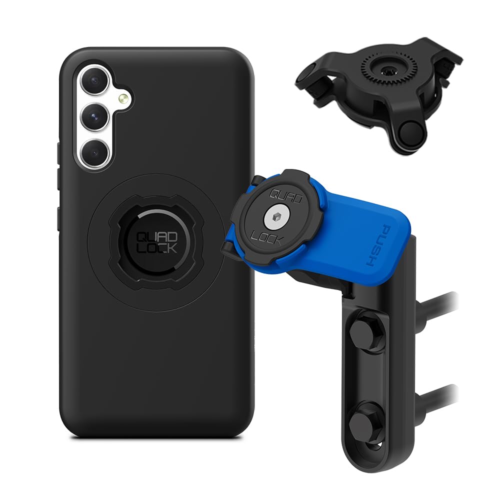 Quad Lock Brake/Clutch Motorcycle Phone Mount with Vibration Dampener and MAG Phone Case for Galaxy A34