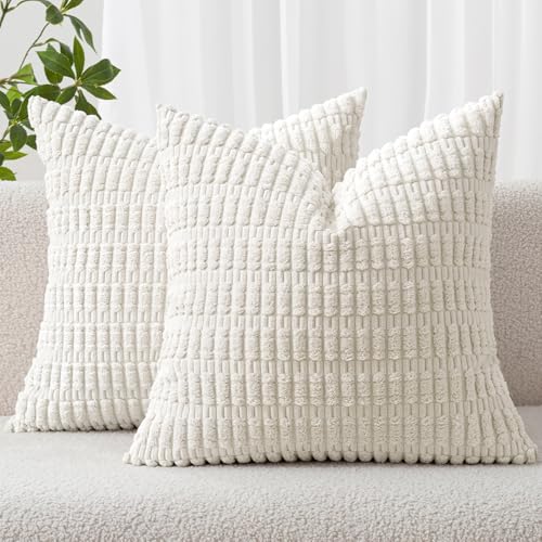 MIULEE Pack of 2 Corduroy Decorative Euro Sham Throw Pillow