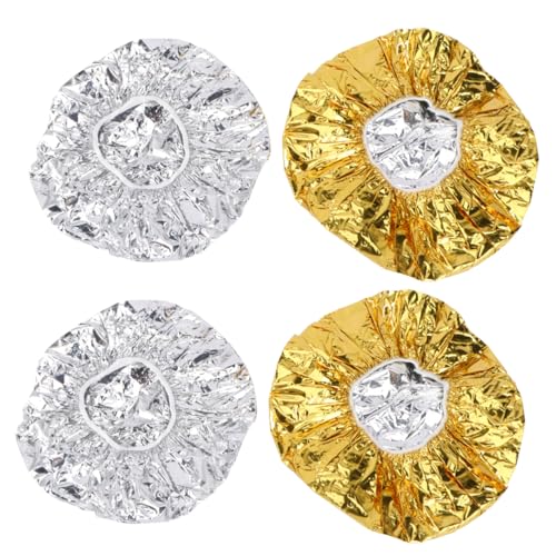 Baluue 4piezas Gorros De Aluminio Desechables Para Teñir El Cabello Impermeables y Resistentes Color Dorado y Plateado Gorro Térmico Para Peluquería y Tratamientos De