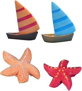 4pcs Mini Beach Starfish,Sailing Boat,Sea Shells,Beach Crafts Perfect for Baby Shower,Craft Work,Candle Making,Home Decorations,Fish Tank and Vase Fillers,Beach Theme Party Wedding Decor, DIY Crafts