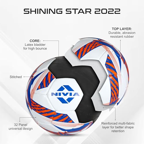 Nivia Shining Star Football/Rubberized Stitched Football/32 Panels/International Match Ball/Size - 5 (Orange) 2 51jFCgCYTvL