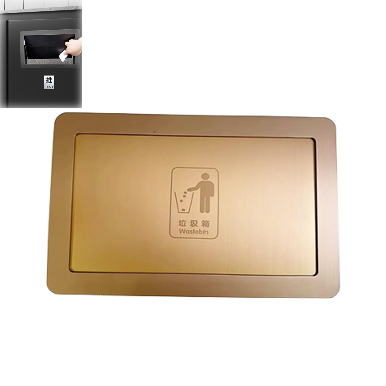 Trash Can Top Bins, Stainless Steel Side Opening Litter Trash Bin Lid Replacement Flip Cover Multicolor(Onecolor)