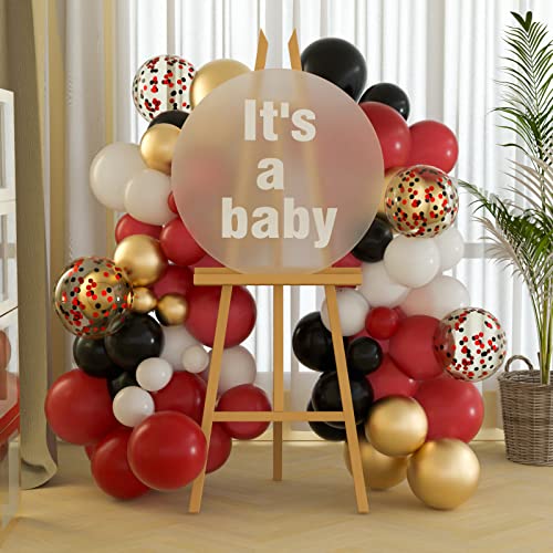 Image of TUPARKA 12 inches Black Red Confetti Balloons Kit 60 Pack Red Black and White Party Balloon for Birthday Graduation Baby Shower Wedding Anniversary Party Supplies