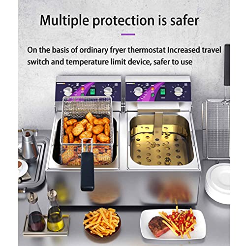Profi Fritteuse Doppeltank 10L+10L Pommes-frites-maschine, 60-minuten-timer, Automatische Konstante Temperatur, 80-200°c… – Bild 3