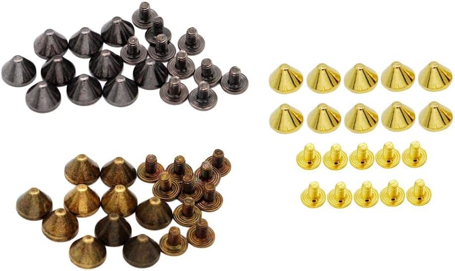 Loom Tree 3x10 Pieces Alloy Conic Rivets for Sewing Accessories Golden | Studs, Rivets & Tacks