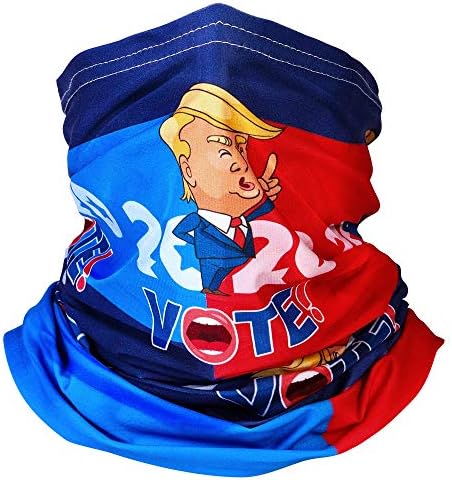 Neck Gaiter Face Macks Cover Bandana Women & Men Cloth Covering Shield Washable Reusable Breathable Scarf Headwear Balaclava (Trump Mask)