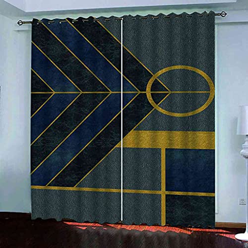 Rideau à oeillets haut de gamme géométrie d'or tissu lourd - 2
