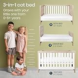 Tutti Bambini Modena Baby Cot Bed - 3-in-1 Wooden Baby Crib, Toddler & Day Bed with Teething Rails & Adjustable Base, from Birth to 6 Years, Oak & White (140 cm x 70 cm) - Image 3