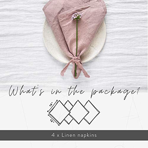 Magiclinen 100% Linen Napkins - Reusable Kitchen Cloth Napkins For Everyday Use - Eco Friendy Dinner Table Napkins Set - Set Of 4 - Natural Color #TOP4