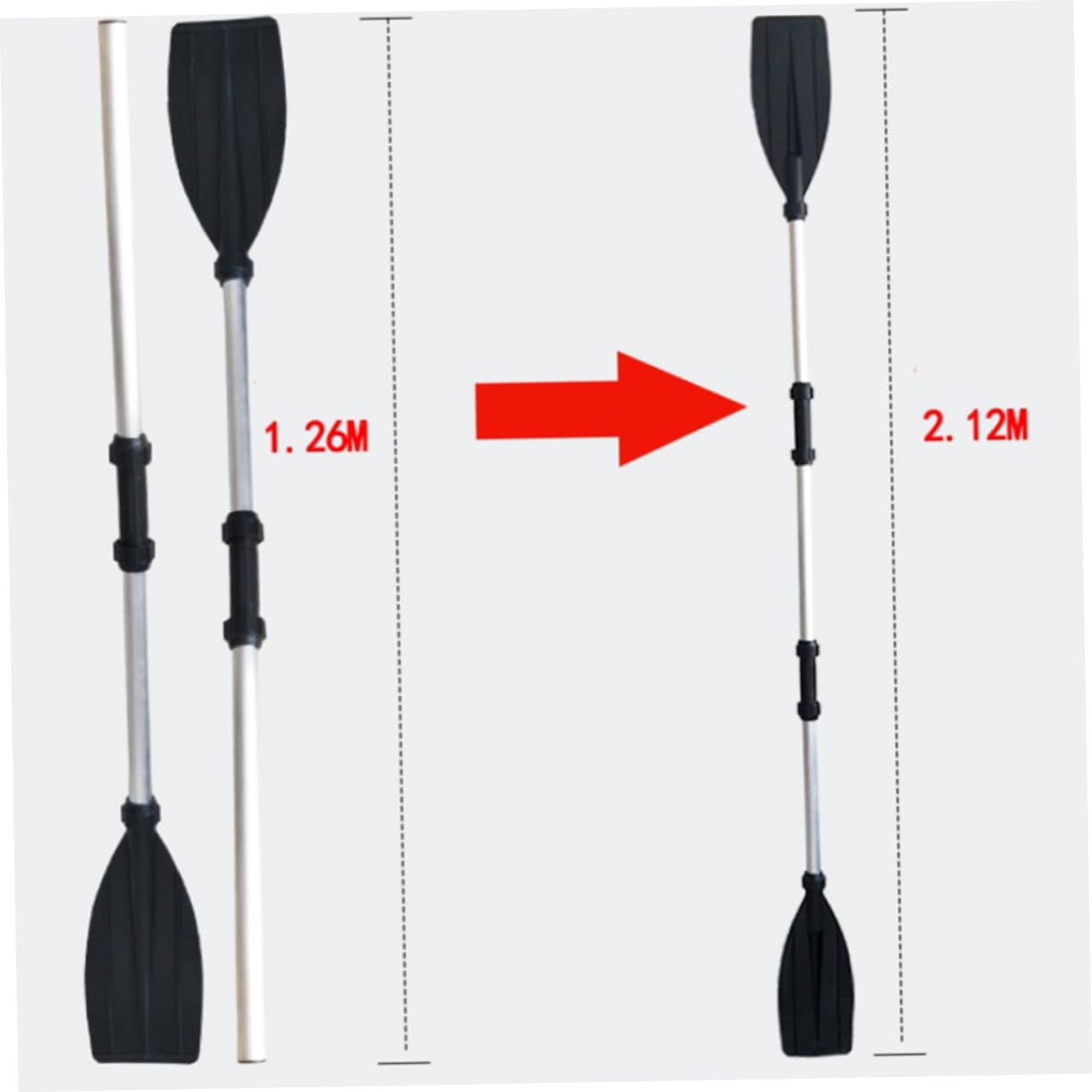 UKCOCO Doble Extremo de 210 Cm de Aleación de Aluminio Desmontable para Kayak Retenedor y Anillos Antigoteo para Actividades Acuáticas