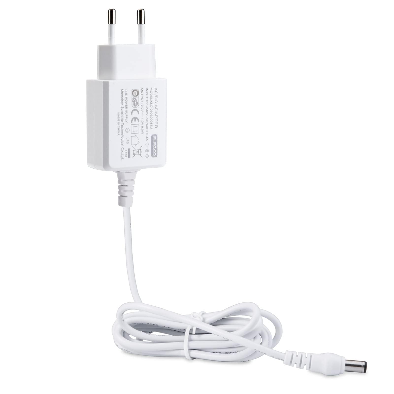 ELEGOO Netzteil 9V 1A DC AC 100V-240V Konverter 5.5mm x 2.1mm 1000mA Adapter Arduino Zubehör Ladegerät mit CE Zertifikat