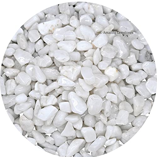 Image of Snow Quartz Crystal Chips Aquarium Gravel Rocks - Snow Quartz Chips Bulk Fish Tank Gravel, Small Tumbled Stone Chips and Tiny Crystals for Decoration (Natural AAA Grade Gemstones)