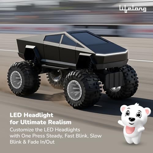Image of Lifelong Cuppy Cyberon Rechargeable Remote Control Truck for Kids 6 12 Years|Off Road Turbo Speed, 2.4GHz Remote 100 ft, Type C Charging, LED Lights, BIS Certified RC Car for Kids (LLCRMT01) (Black)