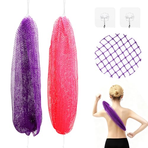 2 Piezas African Net Sponge con Cordón para Colgar Esponja Exfoliante Larga para el Cuerpo y la Espalda Esponja de Esponja Baño Exfoliante Esponja Ducha Ideal para el Cuidado Diario del Cuerpo