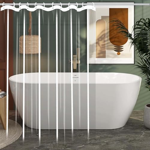 Rideau douche imperméable et translucide avec crochets de fixation