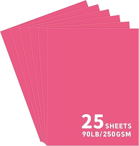 25 hojas de papel de cartulina rosa oscuro, cartulina de 8.5 x 11 pulgadas para Cricut, papel de construcción grueso para hacer tarjetas, álbumes de