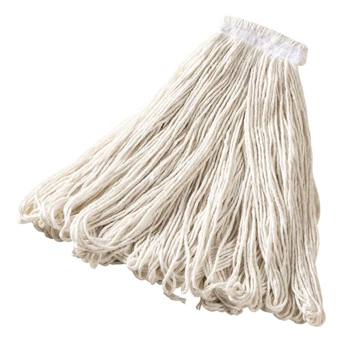 Rubbermaid Commercial Products Universal Headband Mop Head Replacement, 24-Ounce Capacity, White, Heavy Duty All Pro Rayon Industrial Wet Mop for Floor Cleaning/Finishes on Title/Hardwood/Sealing image 2