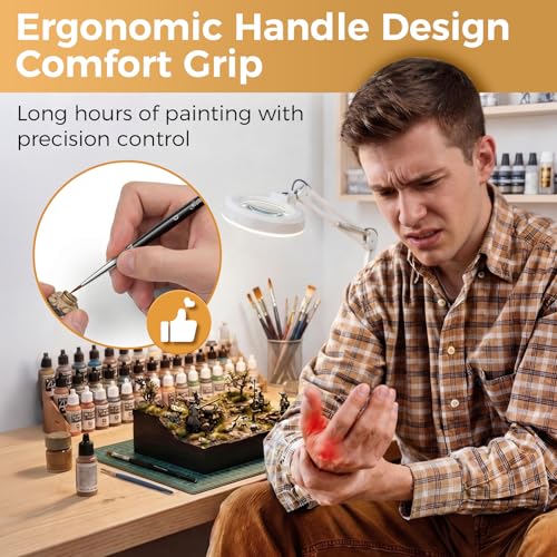Image of Golden Maple Drybrush Miniature Paint Brushes -10pcs Micro Detail Paint Brush Set, Small Fine Detail Brushes for Acrylics, Watercolors & Paint by Number, Figurine