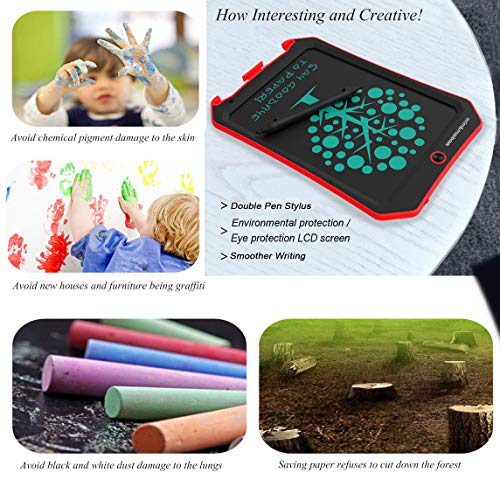 mom&myaboys LCD Writing Tablet Toys for Kids Birthday Gifts,Kids Toy 8.5 Inch Writing Boards,Electronic Writings Pads Drawing Board for Kids, Blackboard Erase Button Lock Included(Red)