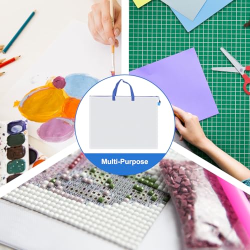 Image of JMIATRY 10 PCS Plastic Art Portfolio Bag 18 x 24 Inch Art Portfolios Folder Case Blue Art Poster Storage Bag Container for Poster, Scrapbook, Keepsake and Bulletin Board