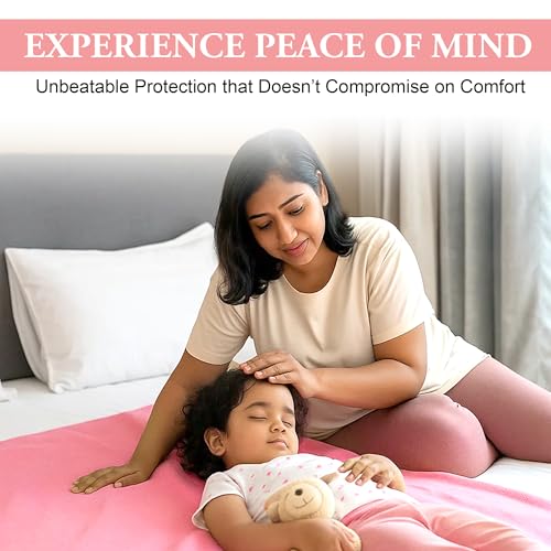 Image of GLUN Quick Dry Absorbent Baby Bed Sheet for Mattress Protector, Pack of 1 Baby Pink Bed Sheet, Size 70x100cm, Waterproof, Quick Drying Material, Anti-Itching Cloth