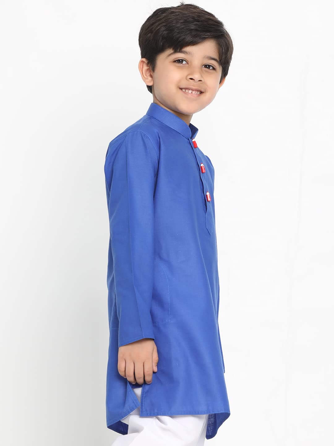 Jbn Creation Blend Regular Vastramay Boys' Solid Cotton Blue Kurta (Jbnbk066Bl_22
