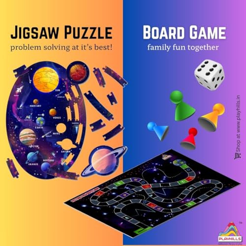Image of 2-in-1 Solar System Puzzle and Board Game for Kids | 108 Pcs Educational Jigsaw with Astro Adventure Play | Fun Learning Gift for Boys and Girls Age 6+ | Space Theme Toy Made in India
