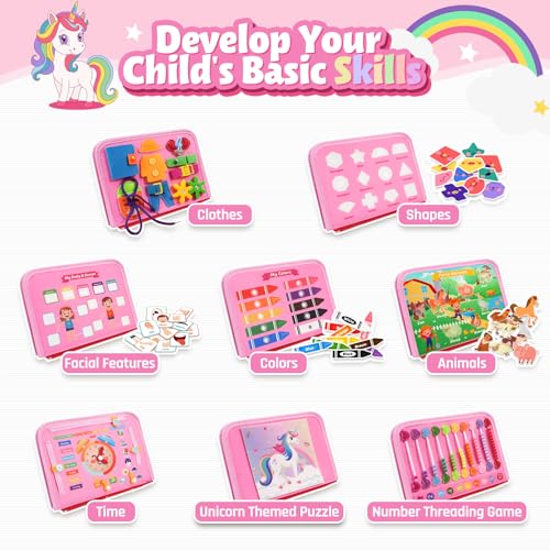 Image of Toddler Toys Busy Board, Montessori Toy Busy Book for 1 Year Old Girl Gifts