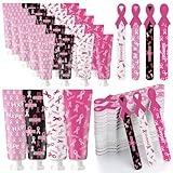 Loopeer 48 Pack Breast Cancer Awareness Gifts Set Hand Cream and Nail File Bulk for Women Pink Ribbon Travel Size Hand Lotion Breast Cancer Awareness Party Supplies for Guests