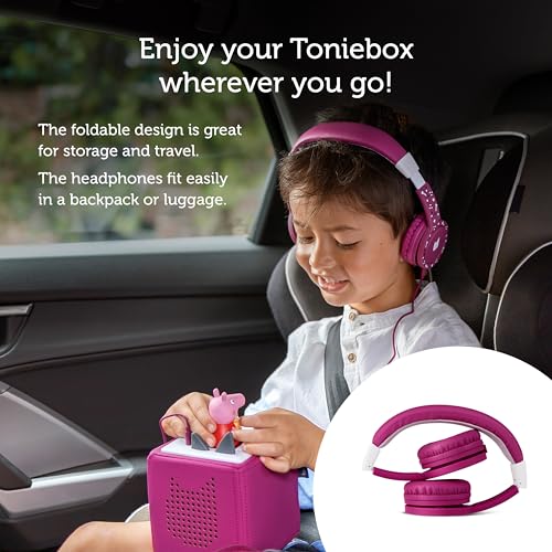 Image of Tonies Foldable Wired Headphones for Kids - Comfortably Designed to fit On-Ear - Works with Toniebox and All 3.5mm Devices - Purple