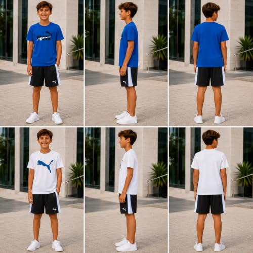 Image of PUMA Boys 3 Piece Performance Tee Tank Top & Gym Shorts Set (Sizes 4-16)