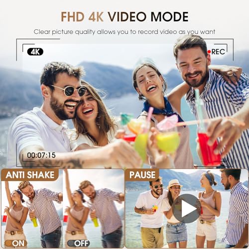 Upgraded 4K Digital Camera with SD Card Autofocus,48MP Point and Shoot Camera with Flash Viewfinder & Dial,Vlogging Camera Anti-Shake,16X Zoom Portable Travel Camera,2 Batteries (Black01) - Image 4