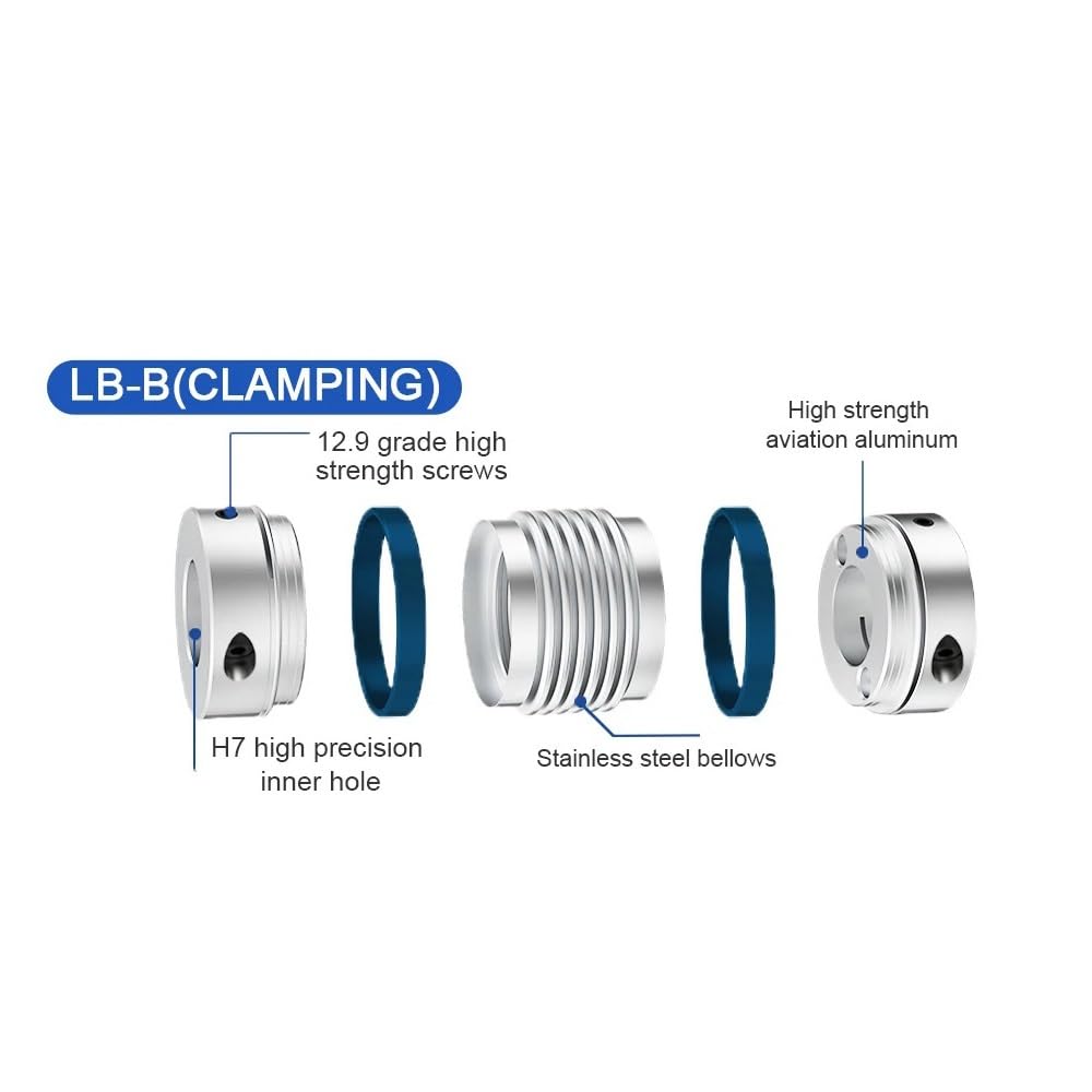 Flexibel Anschluss 1 stücke Wellenkupplung D55L72 Faltenbalg Flexible Motorkupplung CNC Aluminium Hohe Elastizität Kreuzgelenk 3D-Drucker Cardan Klemmung Ausfahren(12mm to 12mm)