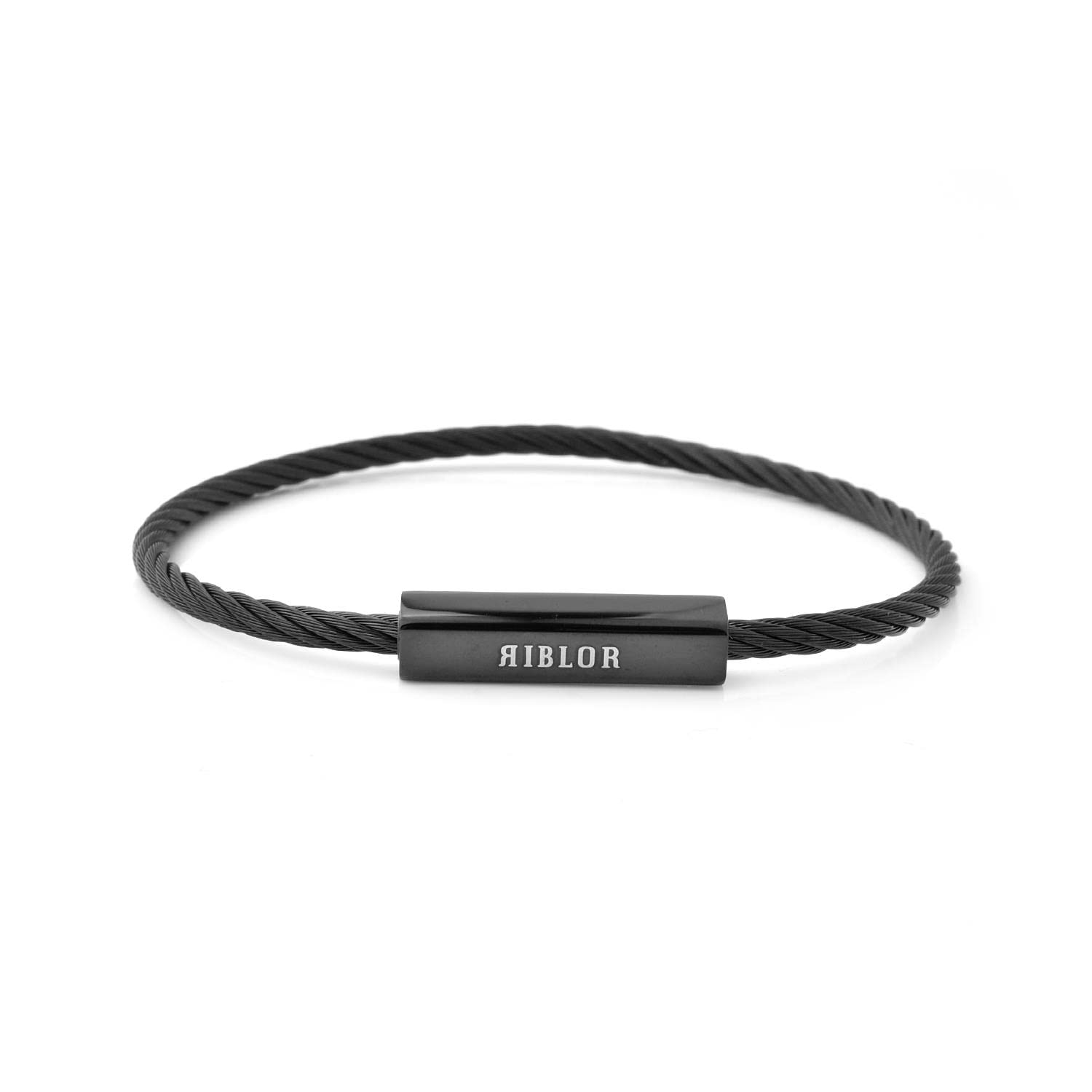 Riblor Camillo Stainless Steel Cable Bracelet Black