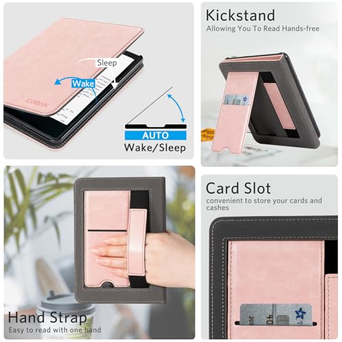 Image of CoBak Stand Case for 7 inch Kindle Paperwhite 12th Gen 2024 and Kindle Colorsoft with Hand Strap - Compatible with iPhone MagSafe, for Samsung /Belkin /Anker Wireless Charging Pads, Durable, Auto Sleep Wake