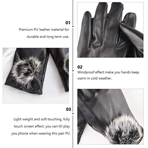 CLISPEED Luvas Femininas de Couro de Inverno Luvas Touchscreen Luvas de Festa para Dirigir Luvas de