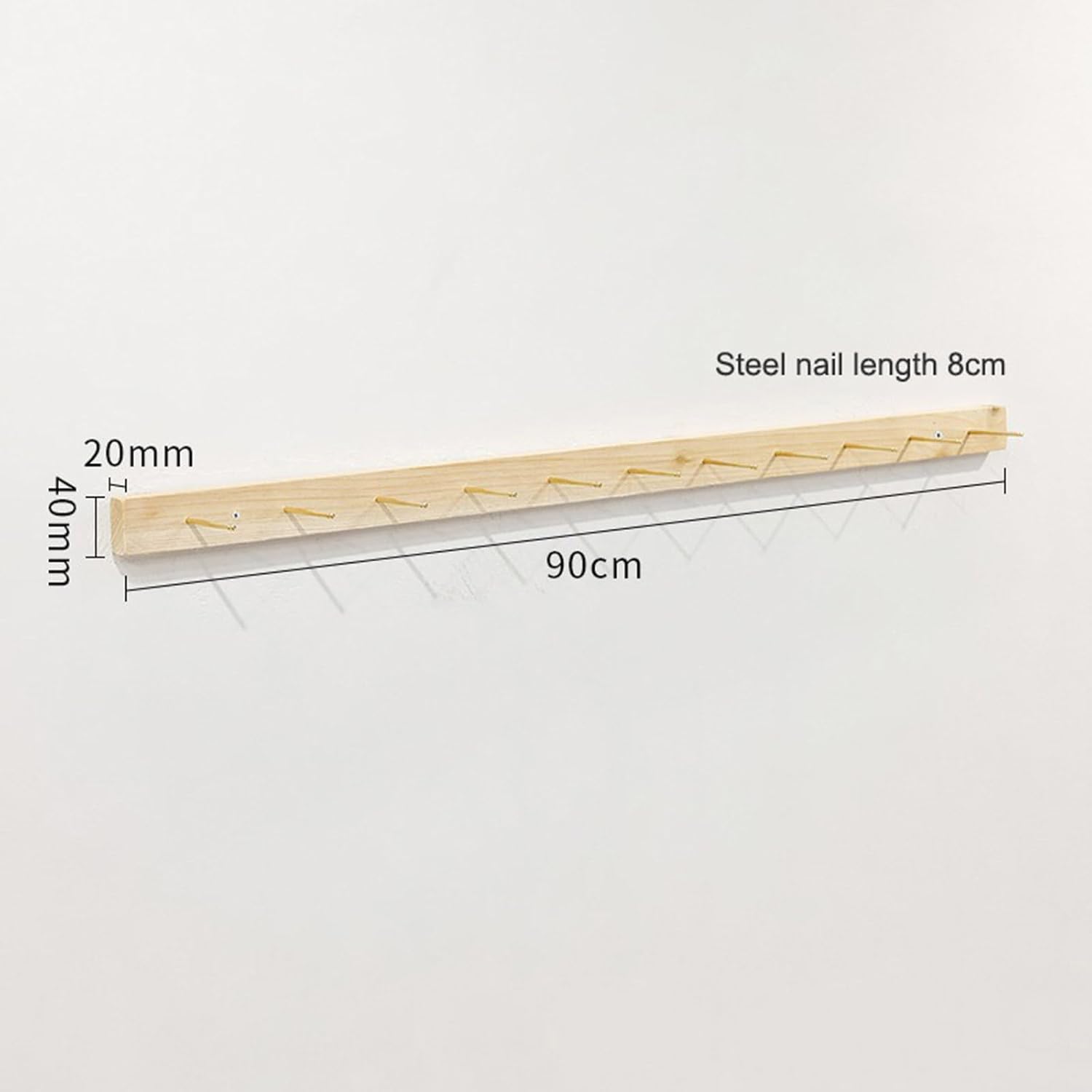 Wooden Jewelry Organizer Wall Mount Display Rack with 6 Hooks for Necklaces, Earrings, Bracelets, Rings, Bangles, and Keyrings - Ideal for Clothing Retail,Wood Color-6pcs-Length 90cm