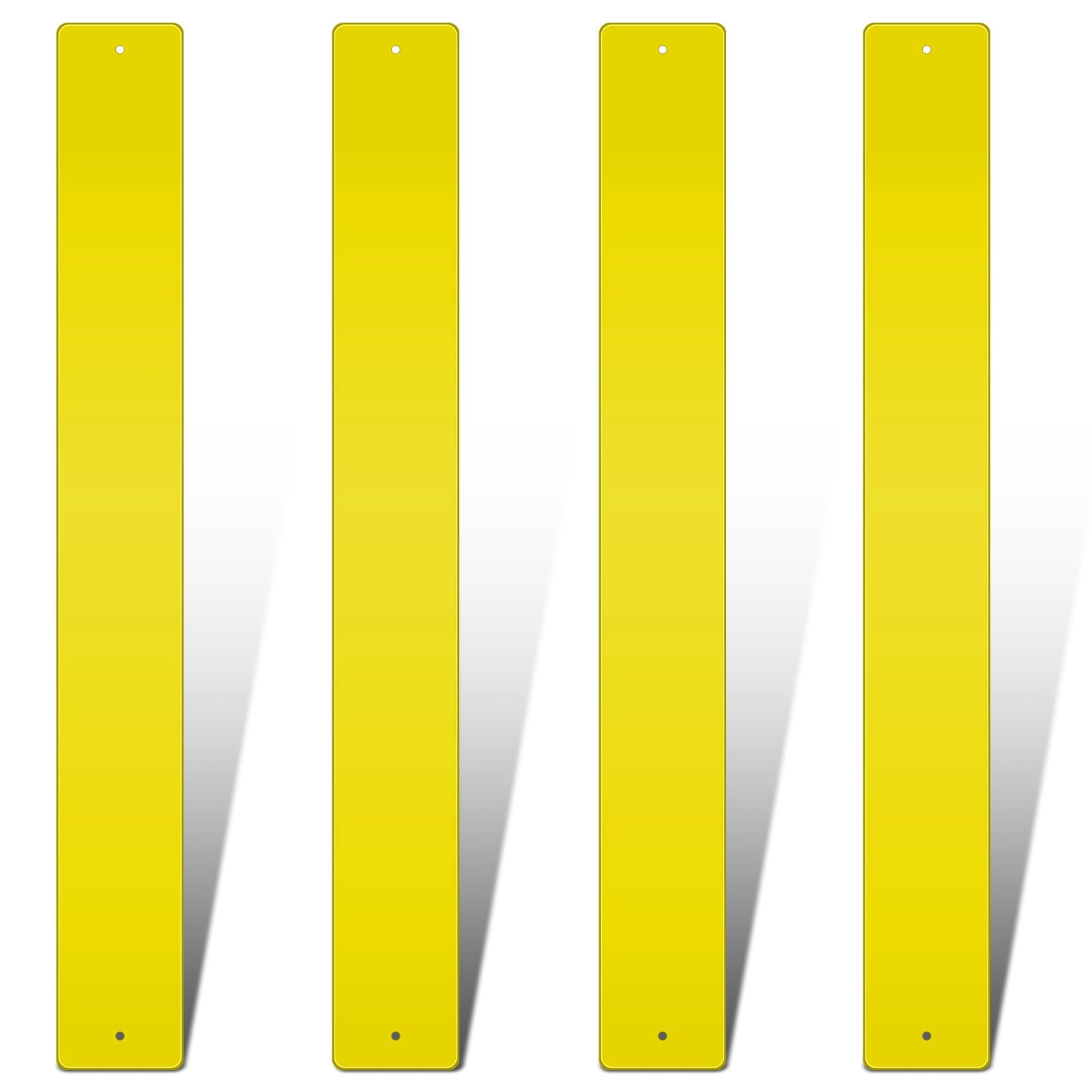 Reallnaive 4 Pcs Reflective Sign Post Panel 30'' x 3'' Yellow Green Reflective Driveway Markers Aluminum Outdoor Weather Resistant Driveway Reflectors