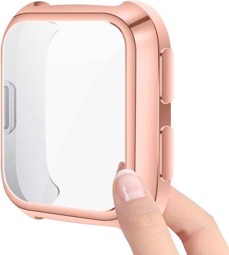 XIMU Screen Protector Case Compatible with Fitbit Versa (Not for Versa 2), 4-Pack Soft TPU Plated Full Coverage Protector Case Bumper Frame Accessories for Versa Special Edition Smart Watch