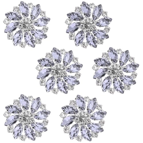 GIKPAX 6 Stück Strassknöpfe, Kristallblumenknöpfe für Strickjacken. Lila Strassknöpfe zum Aufnähen von Strasssteinen. Modische Kristallknöpfe. Legierungsknöpfe zum Basteln, für Hochzeitsfeiern.