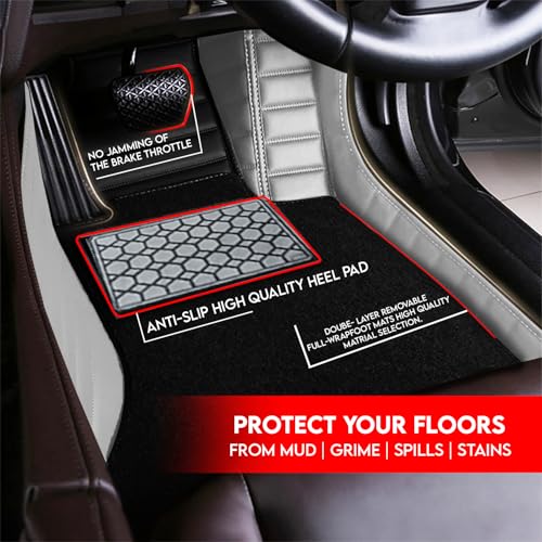 Image of Antiskid Combination 9D Car Mat Full Set for Vinfast VF 7 2026 | Luxury Leather Dual-Stitch Full Set 9D Car Floor Mat || 100% Waterproof & Washable||Color: Black XV-Greige