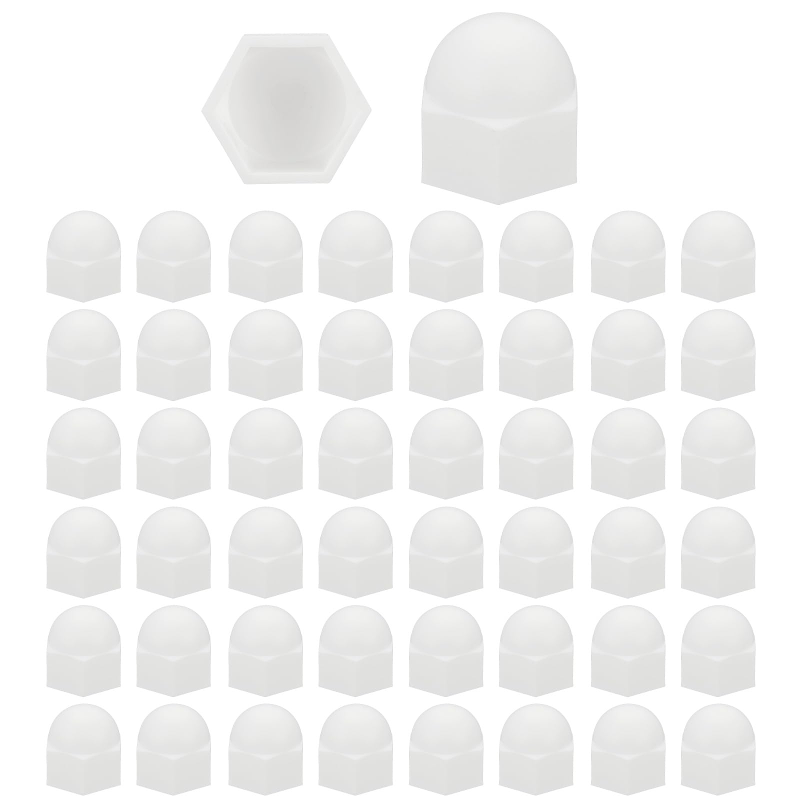 PATIKIL 50 Pcs Hex Nut Cover, M18x27x32mm Nylon Screws Bolt Covers Caps Dome Acorn Hex Head Bolt Protection Cap for Screws Nut, White