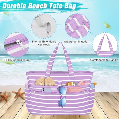Image of HUANLANG Extra Large Beach Bag Waterproof Beach Totes Bags for Women Men,Pool Bag with Zipper Wet Pocket
