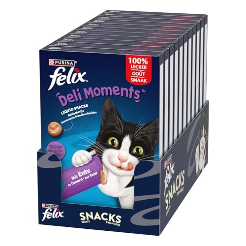 Felix Deli Moments, snack cremoso per gatti con anatra, confezione da 44 (44 x 10 g)